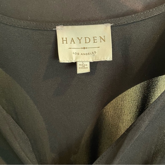 Hayden Wrap Dress Black Ruffle Sleeves Size Large - Picture 9 of 10